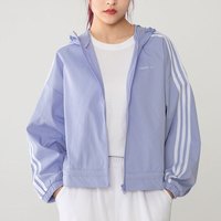 adidas阿迪达斯neo外套女子 2022夏季新款运动服跑步训练透气出行休闲梭织夹克 H18581 粉紫/白(聚酯纤维) S