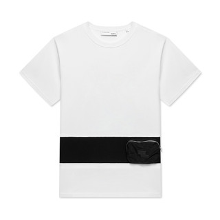 GXG男装 奥莱21年夏季商场同款青年白色拼接口袋段T恤#GC144711F