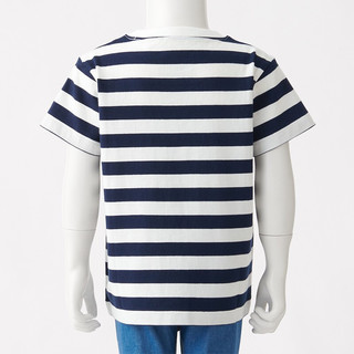 MUJI 無印良品 CBF02A1S 儿童条纹短袖T恤 藏青色 120cm