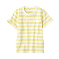 MUJI 無印良品 CBF02A1S 儿童条纹短袖T恤 浅黄色 130cm