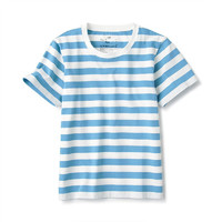 MUJI 無印良品 CBF02A1S 儿童条纹短袖T恤 蓝色 110cm