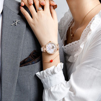 ROSSINI 罗西尼 手表 典美系列时尚自动机械女士手表心型镂空锆钻贝母盘陶瓷钢带 赠项链礼盒518868G01A
