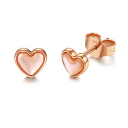 tsl谢瑞麟甜心系列粉红贝母爱心18k金耳饰单只耳钉耳线礼物