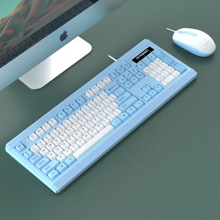 HYUNDAI 现代影音 HY-KM10 有线键鼠套装 蓝白