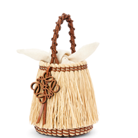 小号酒椰纤维和牛皮革 Frayed Bucket 手袋