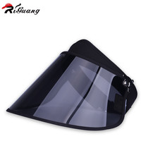 riguang防紫外线大沿遮阳帽女防晒帽骑车夏季户外骑电瓶车遮脸太阳帽夏天护目镜大檐百搭防飞沫面罩 黑色+茶色镜片