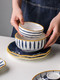KAWASIMAYA 川岛屋 青禾日式碗碟套装家用吃饭碗泡面碗带盖陶瓷大汤碗创意餐具