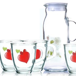 Glasslock 三光云彩 韩国原装进口透明玻璃水壶冷水壶凉茶壶果汁玻璃瓶3件套