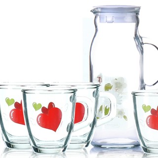 三光云彩 韩国原装进口透明玻璃水壶冷水壶凉茶壶果汁玻璃瓶3件套