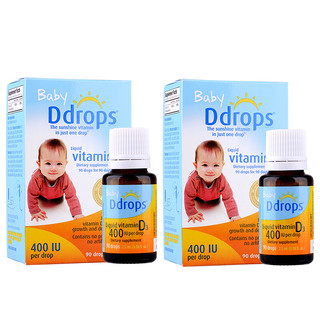 Ddrops 宝宝维生素D3滴剂 2.5ml 90滴 400IU 2瓶