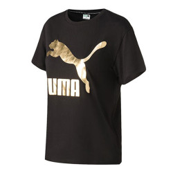 puma 彪马 金标经典大logo女式t恤纯棉运动短袖t恤女