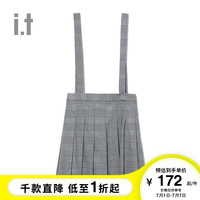 it :CHOCOOLATE女装背带裙秋季学院风格纹百褶裙9583AFF