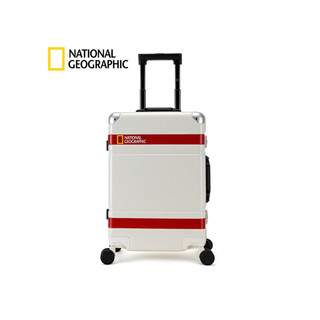 国家地理 行李箱铝框万向轮拉杆箱白红色 28英寸