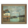 雅昌 西斯莱《马利港的洪水》71x56cm 油画布 典雅栗实木框