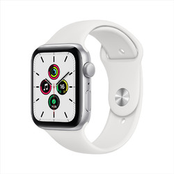Apple 苹果 Watch SE GPS款 智能手表 44mm 银色铝金属表壳 白色运动型表带（心率、GPS、扬声器）