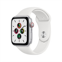 Apple 苹果 Watch SE GPS款 智能手表 44mm 银色铝金属表壳 白色运动型表带 (心率、GPS、扬声器)