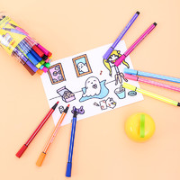 deli 得力 12色可洗水彩笔 儿童涂色颜色笔画套装幼儿园绘画 萌筒70676开学礼物