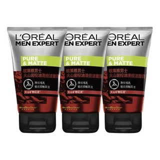 L'OREAL PARIS 巴黎欧莱雅 男士火山岩控油清痘洁面膏 100ml*3