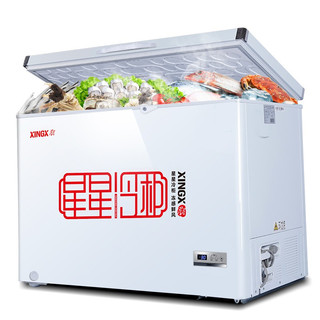 XINGX 星星 商用冰柜 冷藏冷冻转换智能风循环卧式冷柜 超市冰箱保鲜柜 单温358升智能风循环