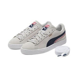 PUMA 彪马 Suede Triplex 中性运动板鞋 381175-03 浅灰/新海军蓝/白 35.5