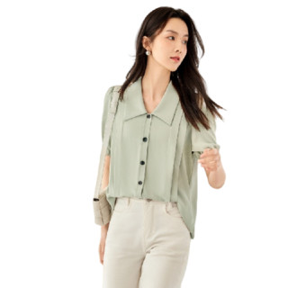 DUIBAI 对白 女士短袖衬衫 CDC045 浅水绿 XL