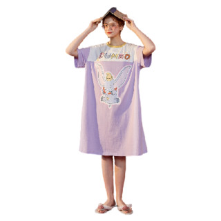 GUKOO 果壳 迪士尼小飞象系列 女士中长款睡裙 822223402208 薄雾紫 S