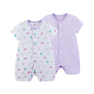 YeeHoO 英氏 水果菠萝系列 184A0366 婴儿连体衣 开襟款 2件装 紫雾色 80cm