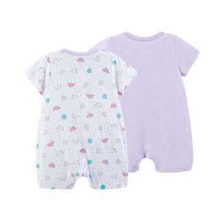 YeeHoO 英氏 水果菠萝系列 184A0366 婴儿连体衣 开襟款 2件装 紫雾色 80cm