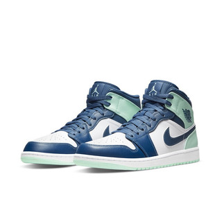 AIR JORDAN 正代系列 Air Jordan 1 Mid 男子篮球鞋 554724-413 蓝绿色 41