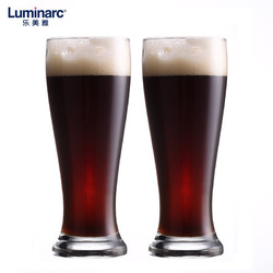 Luminarc 乐美雅 玻璃啤酒杯扎啤直身杯杯饮料杯大容量果汁杯收腰酒杯 布朗直身杯600ml 2只装