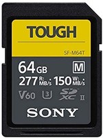SONY 索尼 TOUGH-M 系列 SDXC UHS-II 储存卡 64GB, V60, CL10, U3, 最大 R277MB/S, W150MB/S (SF-M64T/T1)