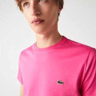 LACOSTE 拉科斯特 男士圆领短袖T恤 TH6709 粉色 L