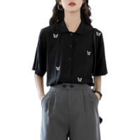 La Chapelle 拉夏贝尔 女士短袖衬衫 9T212JH902999 黑色 M