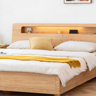 实木床现代简约橡木储物箱体床北欧卧室家具