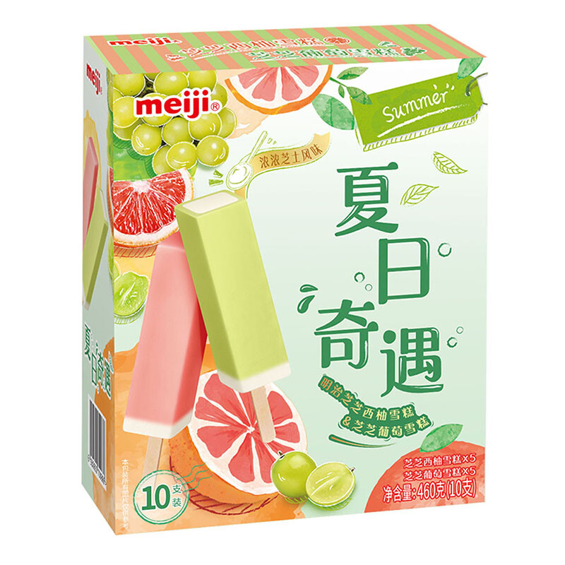 meiji 明治 夏日奇遇 雪糕 2口味 460g(芝芝西柚46g*5支 芝芝葡萄46g*