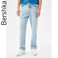 Bershka男士 2022新款吊裆宽松直筒牛仔裤 00525534480 34(165/72A) 水洗蓝