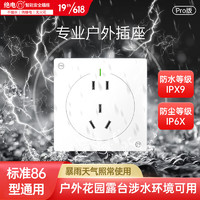 圆虎 绝电安全插座 IPX9圆虎户外防水插座面板防触电插座暴晒抗老化  花园/露台/充电桩/露天无遮挡可用 熊猫白10A5孔