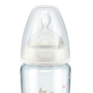 NUK 玻璃彩色奶瓶 硅胶奶嘴款 240ml 白色蝴蝶 6-18月