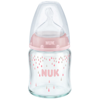 NUK 玻璃彩色奶瓶 硅胶奶嘴款 120ml 粉色水滴 0-6月