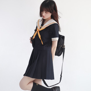 仲春二四 橘子夏 JK制服 水手服 女士夏服上衣 绀色 XS