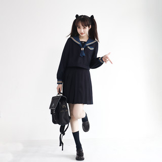 仲春二四 岚津女子 JK制服 水手服 女士中间服上衣 黑色 XL