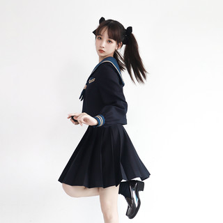 仲春二四 岚津女子 JK制服 水手服 女士中间服上衣 黑色 XL