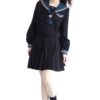 仲春二四 岚津女子 JK制服 水手服 女士中间服上衣 黑色 XL