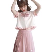 仲春二四 奶芙喵 JK制服 水手服 女士夏服上衣 粉色 S