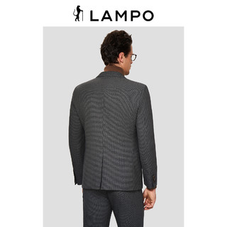 LAMPO/蓝豹 男士西服套装纯羊毛千鸟格超修身西装男商务正装上衣 44C 中灰