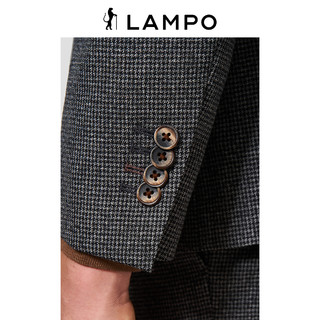 LAMPO/蓝豹 男士西服套装纯羊毛千鸟格超修身西装男商务正装上衣 44C 中灰