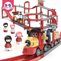 天才小鬼  儿童玩具火车轨道 大号电动拼装亲子互动套装警车 男孩女孩新年礼物3-6岁
