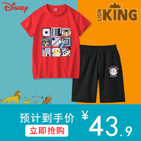 Disney 迪士尼 男童夏季洋气套装中大童短袖短裤T恤男宝宝儿童套装