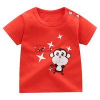 童非得衣 儿童纯棉T恤夏季男女童卡通短袖上衣宝宝衣服 G006-红猴子 110cm