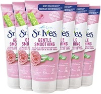 St.Ives 圣艾芙 St. Ives 温和平滑面部磨砂膏 我们的温和磨砂膏 玫瑰水芦荟 6 支装